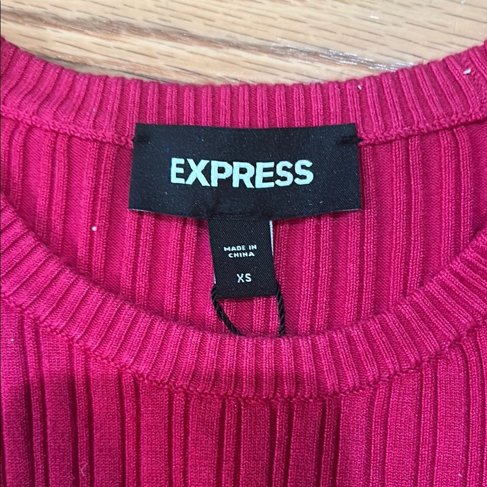 Express Red Ribbed Sweater - Picture 2 of 10